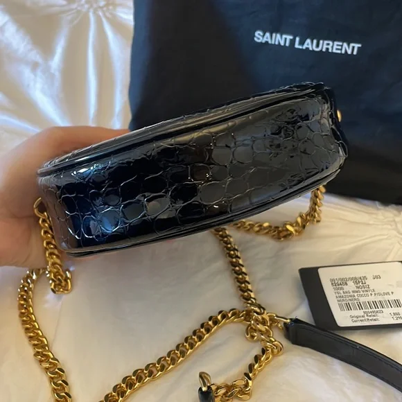 Yves Saint Laurent YSL brand new with tags cross body Vinyle Round Croc-Leather - Picture 6 of 7